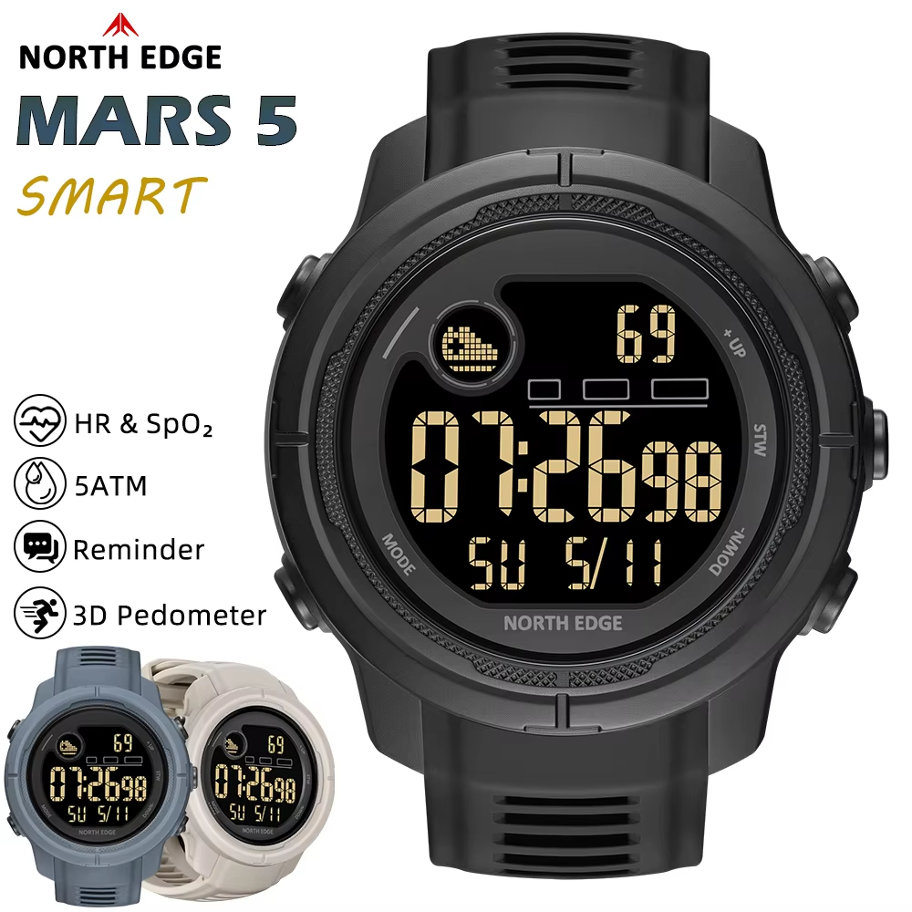 Smartwatch Digital Watches For Women - NORTH EDGE NEW MARS 5 Erkek