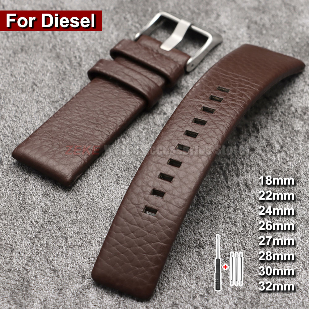 Diesel Watches Smartwatch - 18/22/24/26/27/28/30/32mm Litchi Üst Tahıl Deri Saat