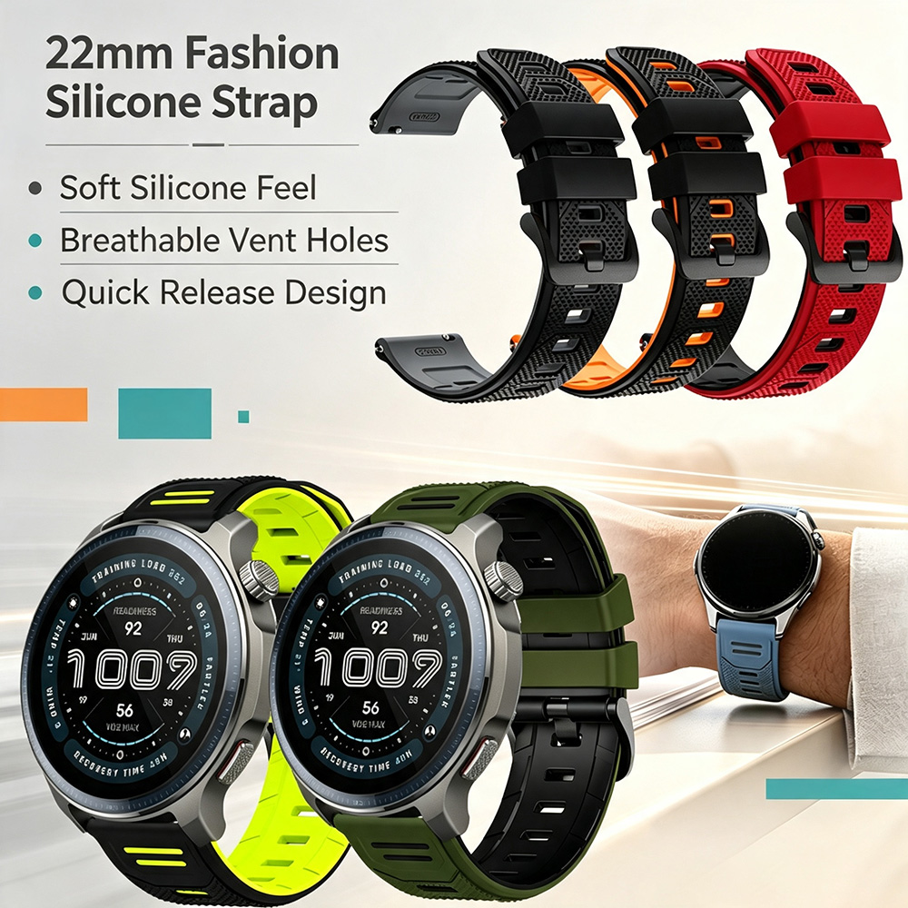 Smartwatch Stylish Watches For Women - 22mm İki Renkli Silikon Saat Kayışı,