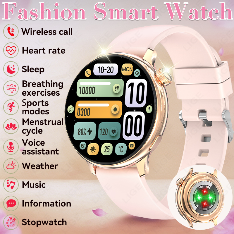 Smartwatch Stylish Watches For Women - LIGE Şık Yuvarlak Kadın Akıllı Saat