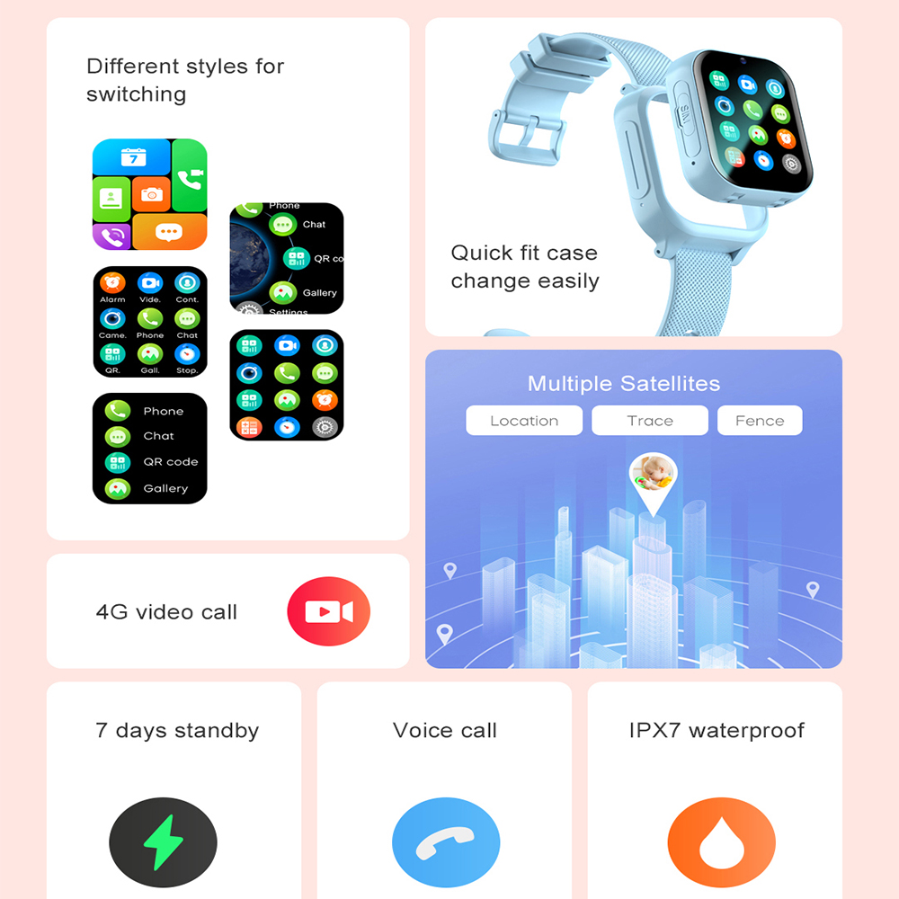 Akıllı saat Çocuklar 4G GPS WI - Smartwatch Watches For Boys incelemesi ve fiyatı