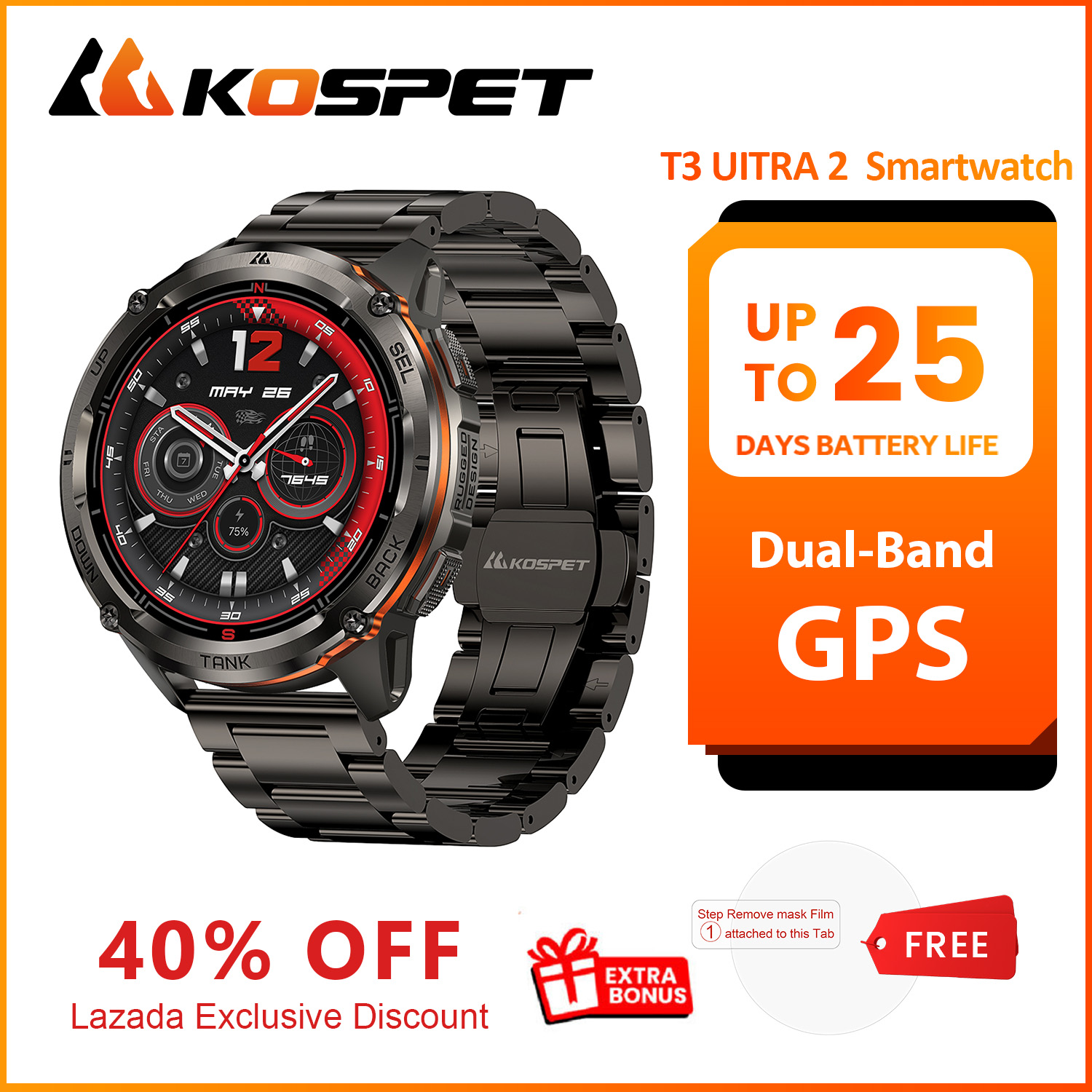 2026 Yeni KOSPET TANK T3 Uitra - Smartwatch Premium Watches For Men incelemesi ve fiyatı